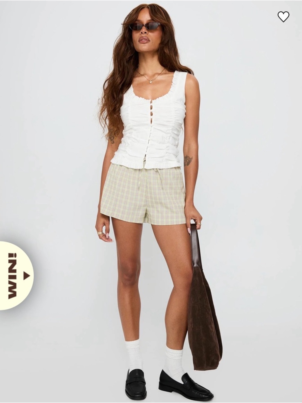 Princess Polly White Ruched Ruffle Tank Top - Picture 2 of 3